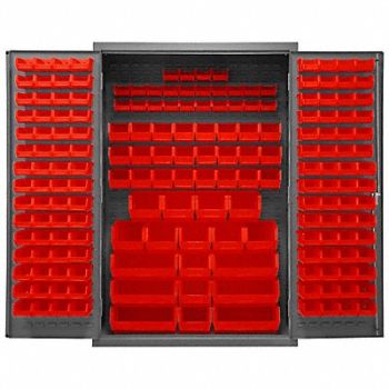 DURHAM MFG K4900 Bin Cabinet 72 x48 x24 Gray 186RedBns, 36EZ80