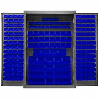 DURHAM MFG K4900 Bin Cabinet 72 x48 x24 Gray 186BlueBns, 36EZ81