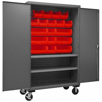 DURHAM MFG K4884 Bin Cabinet 80 x48 x24 Gray 18RedBns, 36EZ38