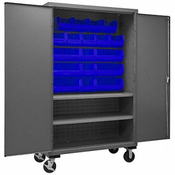 DURHAM MFG K4884 Bin Cabinet 80 x48 x24 Gray 18BlueBns, 36EZ39