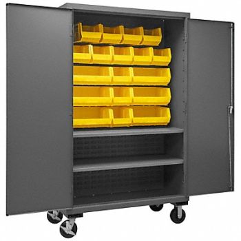 DURHAM MFG K4884 Bin Cabinet 80 x48 x24 Gray 18YlwBns, 36EZ40