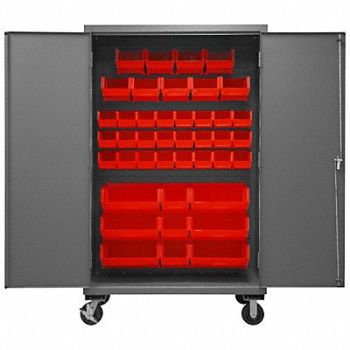 DURHAM MFG K4879 Bin Cabinet 80 x48 x24 Gray 42RedBns, 36EZ41