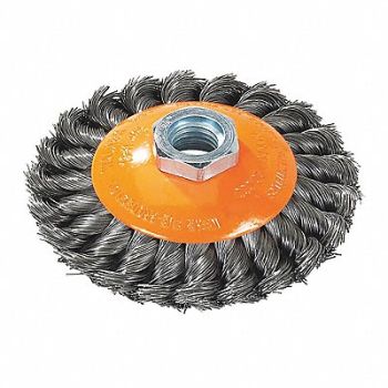 WALTER SURFACE TECHNOLOGIES Saucer Cup Brush Knot-twist 5 X 5/8 -11, 252Z32