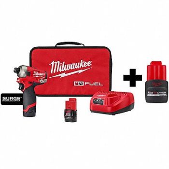 MILWAUKEE M12 1/4 Hex Driver M12 CP2.5 Battery, 388RX1