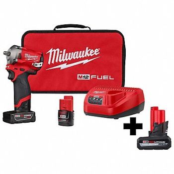 MILWAUKEE M12 FUEL 3/8 SIW Kit M12 HOXC5.0 Batt, 387HG7