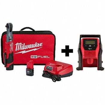 MILWAUKEE M12 3/8 Ratchet 2Batt M12 CP Inflator, 388TM0