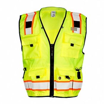KISHIGO K4643 High Visibility Vest Class 2 2XL Lime, 257NZ1