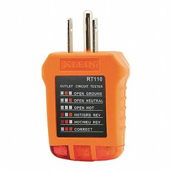 KLEIN TOOLS Receptacle Tester 125V AC, 258X04