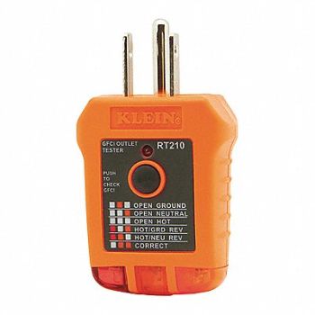KLEIN TOOLS Receptacle Tester GFCI 125V AC, 258X05