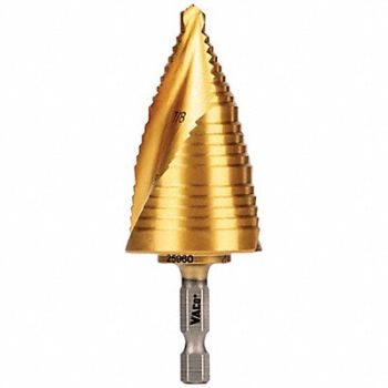KLEIN TOOLS Step Drill Bit 7/8 to 1-3/8 VACO, 807JN3