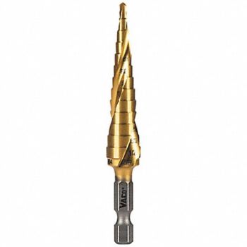 KLEIN TOOLS Step Drill Bit 1/8 to 1/2 VACO, 807JN7