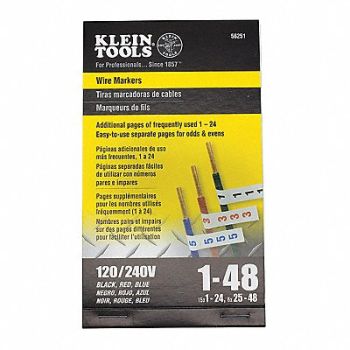 KLEIN TOOLS Individual Wire Marker Preprinted Label, 259D91