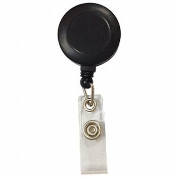 GRAINGER APPROVED Retractable Badge holder w/Clip Blk PK10, 25DU59