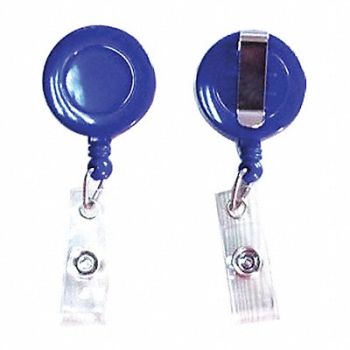 GRAINGER APPROVED Badge Reel Retractable/Clip Blue PK10, 25DU61