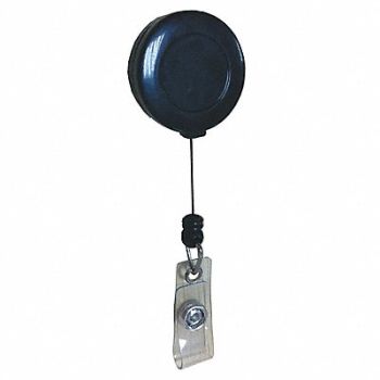 GRAINGER APPROVED Badge Reel Retractable w/Pin BLK PK10, 25DU69