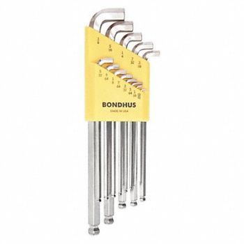 BONDHUS Set 13 Plated Stubby Ball End L-Wrenches, 25EH18