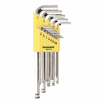 BONDHUS Set 13 Plated Ball End L-Wrenches- Long, 25EH45