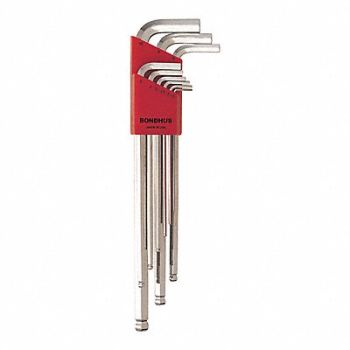BONDHUS Set 9 Plated Ball End L-Wrenches Xl, 25EH85