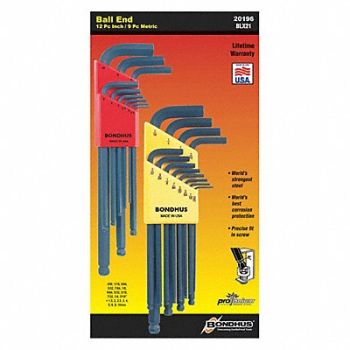 BONDHUS In/Metric Ball End L-Wrench Double Pack, 25EJ22