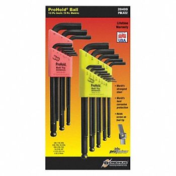 BONDHUS In/Metric Ball End L-Wrench Double Pack, 25EJ24
