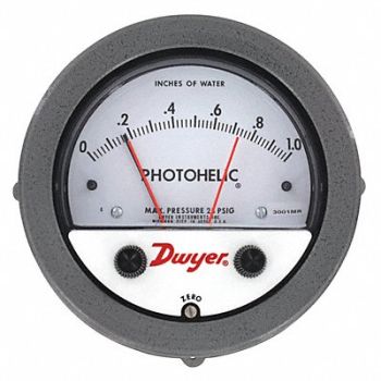 DWYER Pressure Switch/Gage Range 0-1 Wc, 25F080