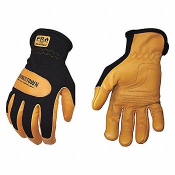 YOUNGSTOWN GLOVE CO. Mechanics Gloves Leather Blk/Tan XL PR, 25K931