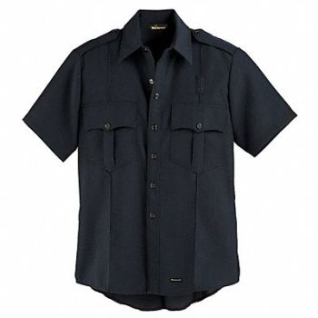 WORKRITE FR Short Sleeve Shirt Navy 44 in Snaps, 25KH34