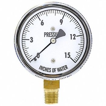 WGTC Differential Pressure Gauge 0 to 15 WC, 801CN7