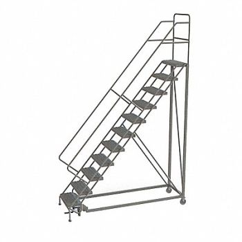 TRI-ARC Rolling Ladder 11 Step Steel Perforated, 25NV54