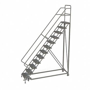 TRI-ARC Rolling Ladder 12 Step Steel Serrated, 25NV55