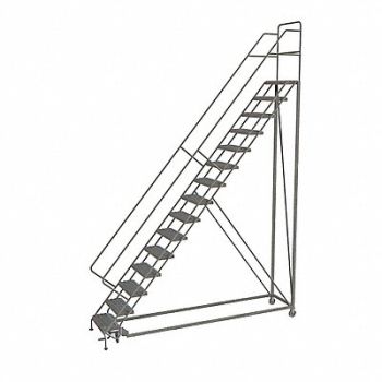 TRI-ARC Rolling Ladder 15 Step Steel Perforated, 25NV62
