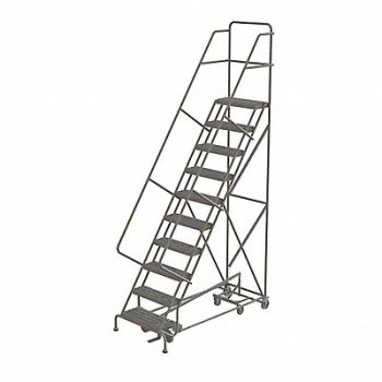 TRI-ARC Rolling Ladder 10 Step Steel Serrated, 25NV13