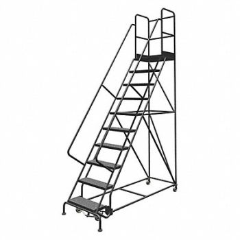 TRI-ARC Rolling Ladder 10 Step Steel Perforated, 25NW81