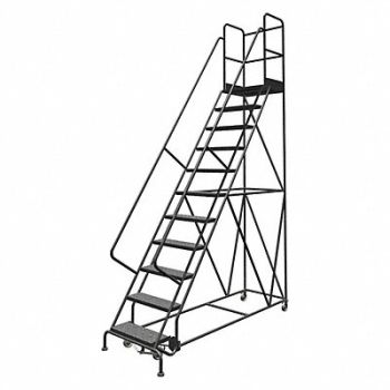 TRI-ARC Rolling Ladder 11 Step Steel Perforated, 25NW83