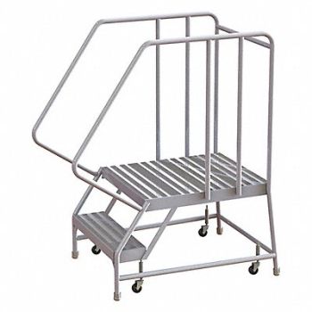 TRI-ARC Rolling Ladder 2 Step Aluminum Ribbed, 25NX83
