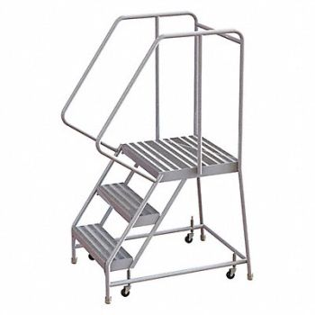 TRI-ARC Rolling Ladder 3 Step Aluminum Ribbed, 25NX94