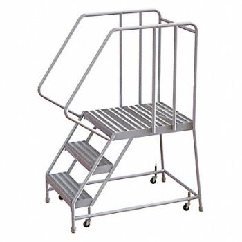 TRI-ARC Rolling Ladder 3 Step Aluminum Ribbed, 25NX95