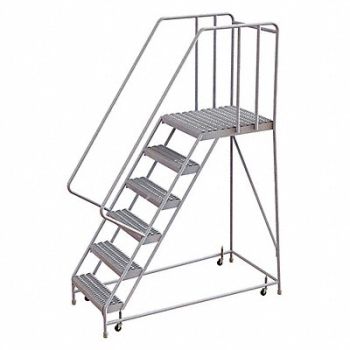 TRI-ARC Rolling Ladder 6 Step Aluminum Serrated, 25NY29