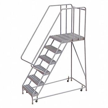 TRI-ARC Rolling Ladder 6 Step Aluminum Ribbed, 25NY32