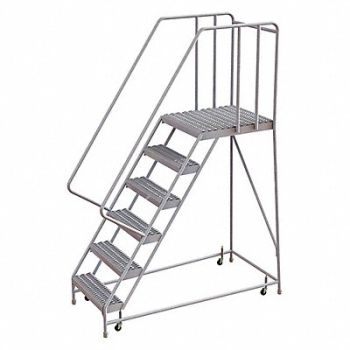 TRI-ARC Rolling Ladder 6 Step Aluminum Serrated, 25NY35