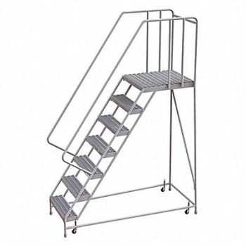 TRI-ARC Rolling Ladder 7 Step Aluminum Serrated, 25NY41