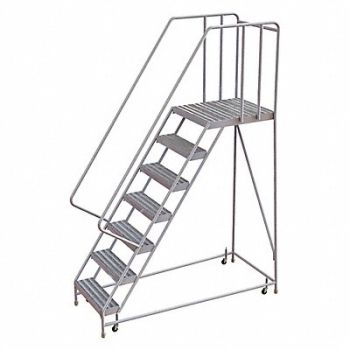 TRI-ARC Rolling Ladder 7 Step Aluminum Ribbed, 25NY44