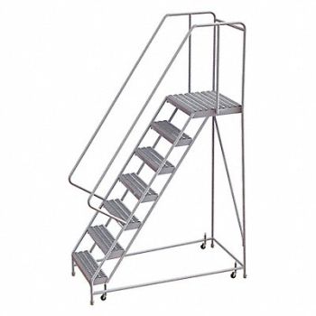 TRI-ARC Rolling Ladder 7 Step Aluminum Serrated, 25NY46