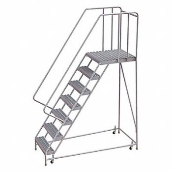 TRI-ARC Rolling Ladder 7 Step Aluminum Serrated, 25NY47