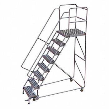 TRI-ARC Rolling Ladder 8 Step Aluminum Ribbed, 25NY50