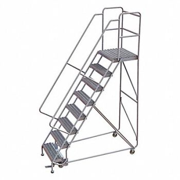 TRI-ARC Rolling Ladder 8 Step Aluminum Serrated, 25NY52