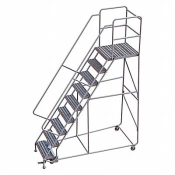 TRI-ARC Rolling Ladder 9 Step Aluminum Ribbed, 25NY56