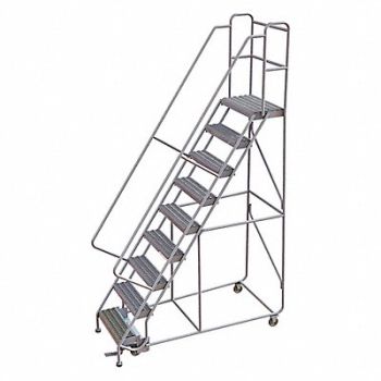 TRI-ARC Rolling Ladder 9 Step Aluminum Serrated, 25NY57