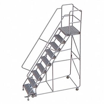 TRI-ARC Rolling Ladder 9 Step Aluminum Serrated, 25NY58
