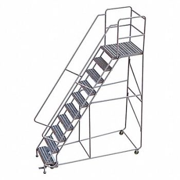 TRI-ARC Rolling Ladder 10 Step Aluminum Ribbed, 25NY60